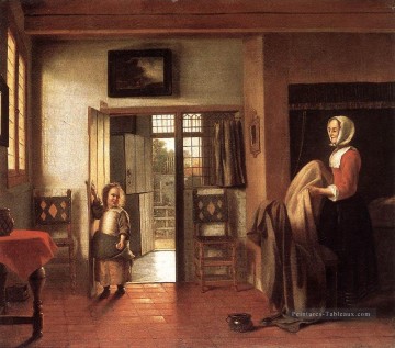 Le genre Chambre à coucher Pieter de Hooch Peinture à l'huile